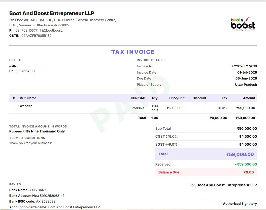 BillBoat GST Invoice Feature Screenshot